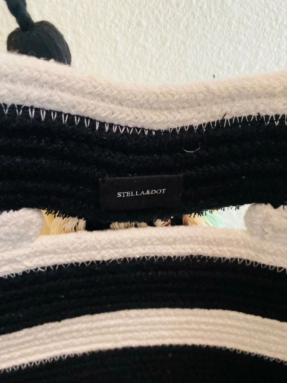 STELLA & DOT FOR Anthropologie Black & White Taj Tassel Tote - Picture 13 of 14